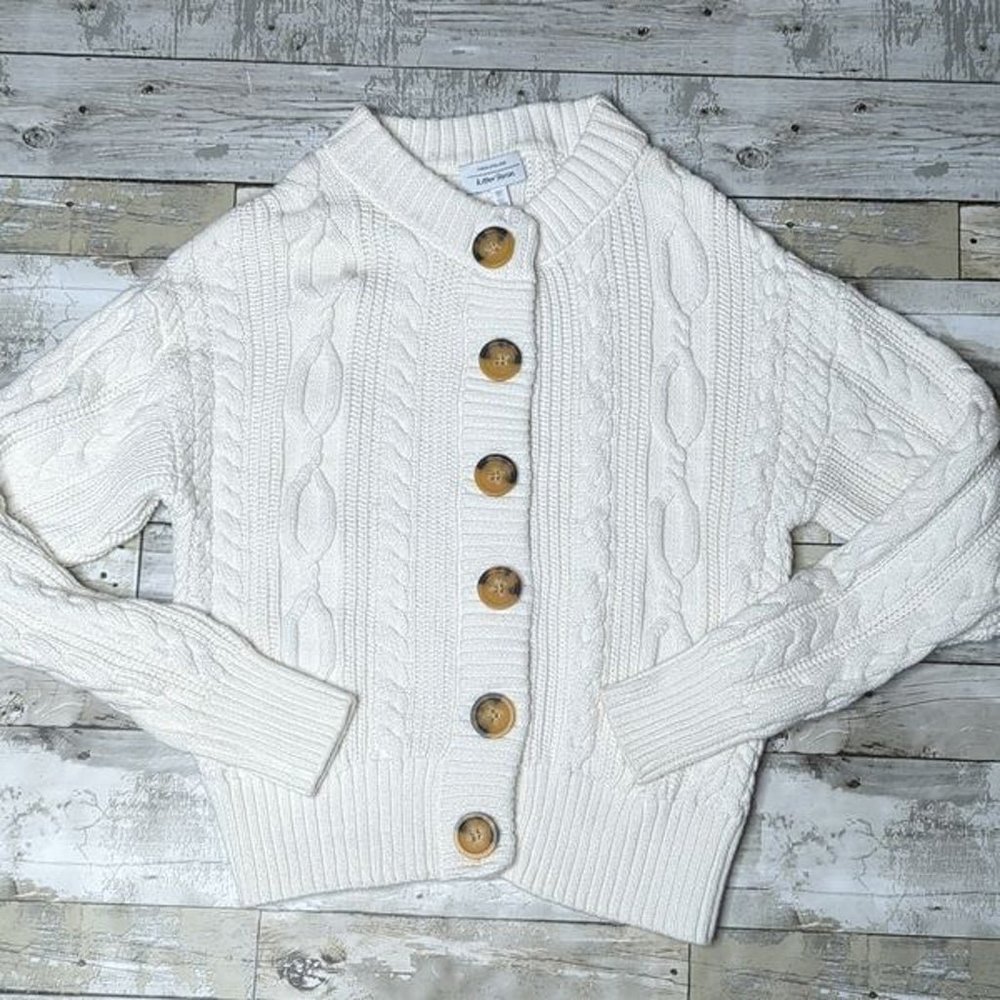 And other stories white cable knit cardigan oversized button sweater